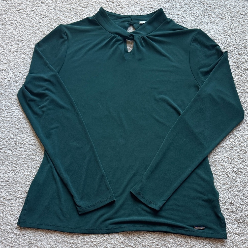Calvin Klein Dark Green Long Sleeve Blouse